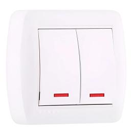 Вимикач 2-клавішний накладний з підсвіткою білий DEMET Lezard 711-0200-112