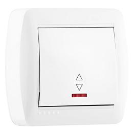 Вимикач 1-клавішний прохідний з підсвіткою білий DEMET Lezard 711-0200-114