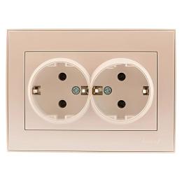 Розетка 2-на з заземленням ПБТ перлинно-білий перламутр RAIN Lezard