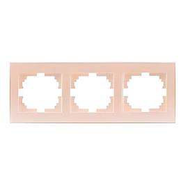 Рамка 3-на горизонтальна перлинно-білий перламутр з боковою вставкою RAIN Lezard 703-3030-148