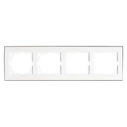 Рамка 4-на горизонтальна біла з боковою вставкою золото RAIN Lezard 703-0226-149