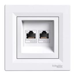 Розетка 2-на комп. kat5e UTP біла Asfora EPH4400121