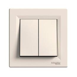 Вимикач 2-клавішний Schneider Asfora Крем (EPH0300123)