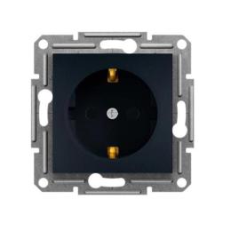 Розетка Schneider Asfora із заземленням і шторками Антрацит (EPH2900271)