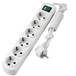 Мережевий подовжувач Lezard Letitia 6 розеток із заземленням, кнопка 2 м (721-0602-602)