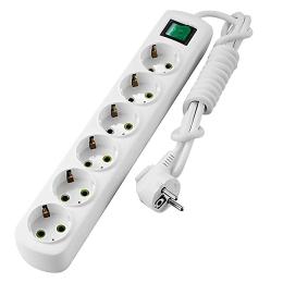 Мережевий подовжувач Lezard Letitia 6 розеток із заземленням, кнопка 3 м (721-0603-602)