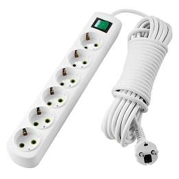 Мережевий подовжувач Lezard Letitia 6 розеток із заземленням, кнопка 5 м (721-0605-602)