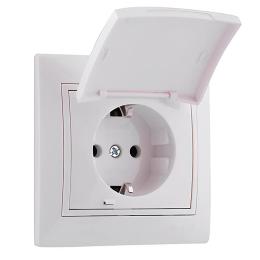 Розетка із заземленням та кришкою Lezard Mira Біла (701-0202-123B)