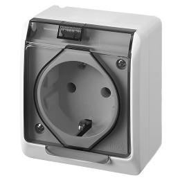 Розетка з кришкою Elektro-Plast Hermes IP44 з з/к 16А димчата (0324-01)