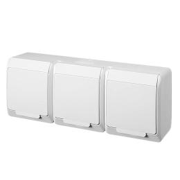 Розетка з кришкою потрійна Elektro-Plast Hermes IP44 з з/к 16А біла (0326-02)