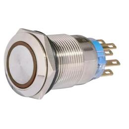 Кнопка металева TYJ 19-372 220V жовта з підсівіткою, з фіксацією 2NO+2NC Аско Укрем (A0140010121)