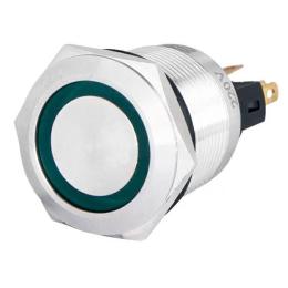 Кнопка металева TYJ 22-371 220V зелена с підсів., з фіксацією 1NO+1NC Аско Укрем (A0140010135)