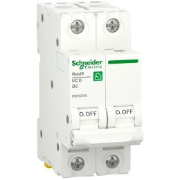 Автоматичний вимикач Schneider Electric RESI9 6кА 2P 6A B (R9F02206)