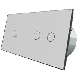 Сенсорний вимикач Livolo 3 канали (1-2) сірий скло (VL-C701/C702-15)