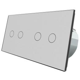 Сенсорний вимикач Livolo 4 канали (2-2) сірий скло (VL-C702/C702-15)