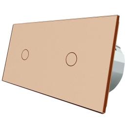 Сенсорний вимикач Livolo 2 канали (1-1) золото скло (VL-C701/C701-13)