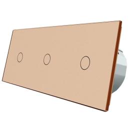 Сенсорний вимикач Livolo 3 канали (1-1-1) золото скло (VL-C701/C701/C701-13)