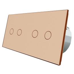 Сенсорний вимикач Livolo 4 канали (2-2) золото скло (VL-C702/C702-13)