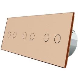 Сенсорний вимикач Livolo 6 каналів (2-2-2) золото скло (VL-C706-13)