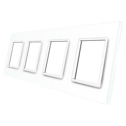 Рамка розетки Livolo 4 поста білий скло (VL-C7-SR/SR/SR/SR-11)