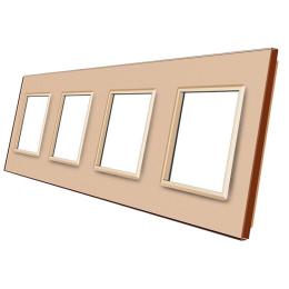 Рамка розетки Livolo 4 поста золото скло (VL-C7-SR/SR/SR/SR-13)