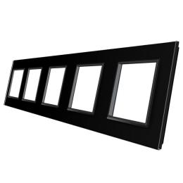 Рамка розетки Livolo 5 постів чорний скло (VL-C7-SR/SR/SR/SR/SR-12)