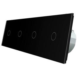 Сенсорний прохідний вимикач Livolo 4 канали (1-1-1-1) чорний скло (VL-C704S-12)