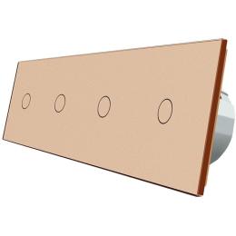 Сенсорний прохідний вимикач Livolo 4 канали (1-1-1-1) золото скло (VL-C704S-13)