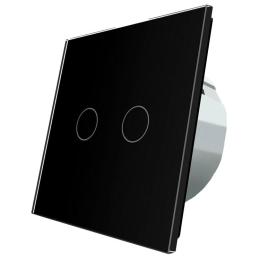Сенсорний прохідний Wi-Fi вимикач Livolo ZigBee 2 канали чорний скло (VL-C702SZ-12)