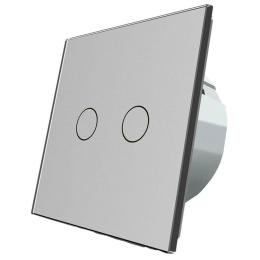 Сенсорний прохідний Wi-Fi вимикач Livolo ZigBee 2 канали сірий скло (VL-C702SZ-15)