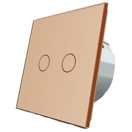 Сенсорний прохідний Wi-Fi вимикач Livolo ZigBee 2 канали золото скло (VL-C702SZ-13)