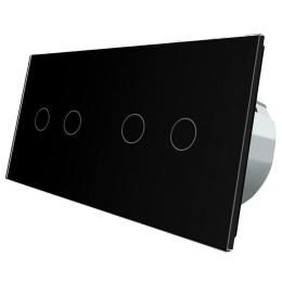 Сенсорний вимикач Livolo 4 канали (2-2) чорний скло (VL-C702/C702-12)