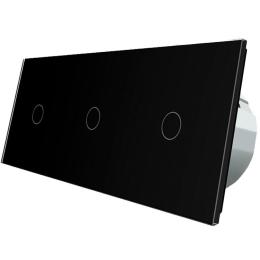 Сенсорний вимикач Livolo 3 канали (1-1-1) чорний скло (VL-C701/C701/C701-12)
