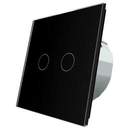 Сенсорний прохідний маршовий перехресний вимикач Livolo на 2 канали чорний скло (VL-C702S-12)