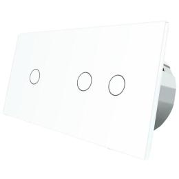 Сенсорний прохідний вимикач Livolo 3 канали (1-2) білий скло (VL-C701S/C702S-11)