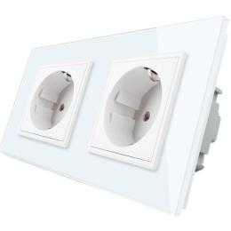 Розетка подвійна з заземленням Livolo 16А білий скло (VL-C7C2EU-11)