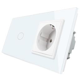 Сенсорний вимикач із розеткою Livolo білий скло (VL-C701/C7C1EU-11)