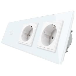 Сенсорний вимикач з двома розетками Livolo білий скло (VL-C701/C7C2EU-11)