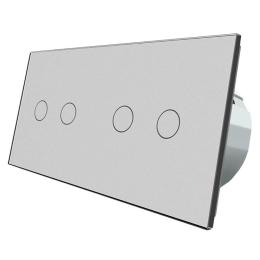 Сенсорний прохідний вимикач Livolo 4 канали (2-2) сірий скло (VL-C702S/C702S-15)