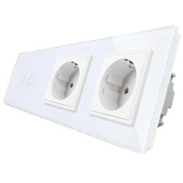 Сенсорний вимикач Livolo 2 канали 2 розетки білий скло (VL-C702/C7C2EU-11)