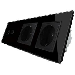 Сенсорний вимикач Livolo 2 канали 2 розетки чорний скло (VL-C702/C7C2EU-12)