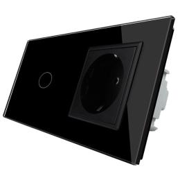 Сенсорний димер Livolo із розеткою чорний скло (VL-C701D/C7C1EU-12)