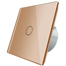 Сенсорна кнопка імпульсний вимикач мастер кнопка прохідний димер Livolo золото скло (VL-C701H-13)