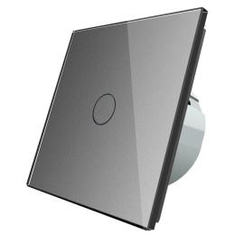 Сенсорна кнопка імпульсний вимикач мастер кнопка прохідний димер Livolo сірий скло (VL-C701H-15)