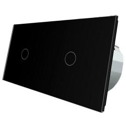 Сенсорний прохідний вимикач Livolo 2 канали (1-1) чорний скло (VL-C701S/C701S-12)