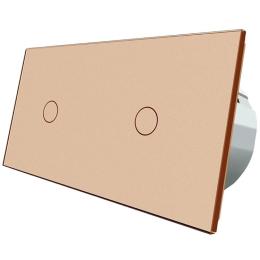 Сенсорний прохідний вимикач Livolo 2 канали (1-1) золото скло (VL-C701S/C701S-13)