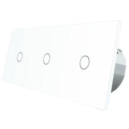 Сенсорний прохідний вимикач Livolo 3 канали (1-1-1) білий скло (VL-C703S-11)