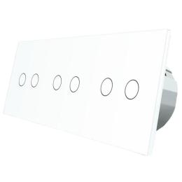 Сенсорний прохідний вимикач Livolo 6 каналів (2-2-2) білий скло (VL-C706S-11)