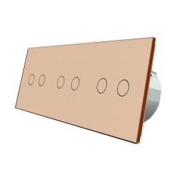 Сенсорний прохідний вимикач Livolo 6 каналів (2-2-2) золото скло (VL-C706S-13)