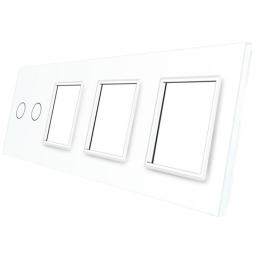 Сенсорна панель вимикача Livolo 2 канали і трьох розеток (2-0-0-0) білий скло (VL-C7-C2/SR/SR/SR-11)